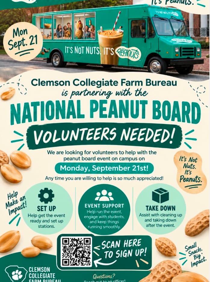 Instagram post by @clemsoncollegiatefarmbureau