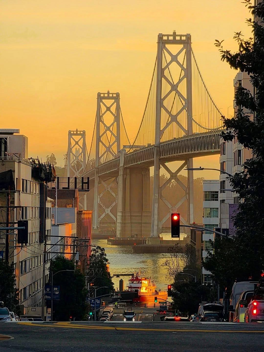 Sunrise bay bridge San Francisco