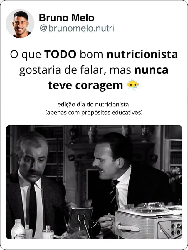 @brunomelo.nutri's Instagram post posted on date 9/1/2026 which generated 3 likes and 31 comments