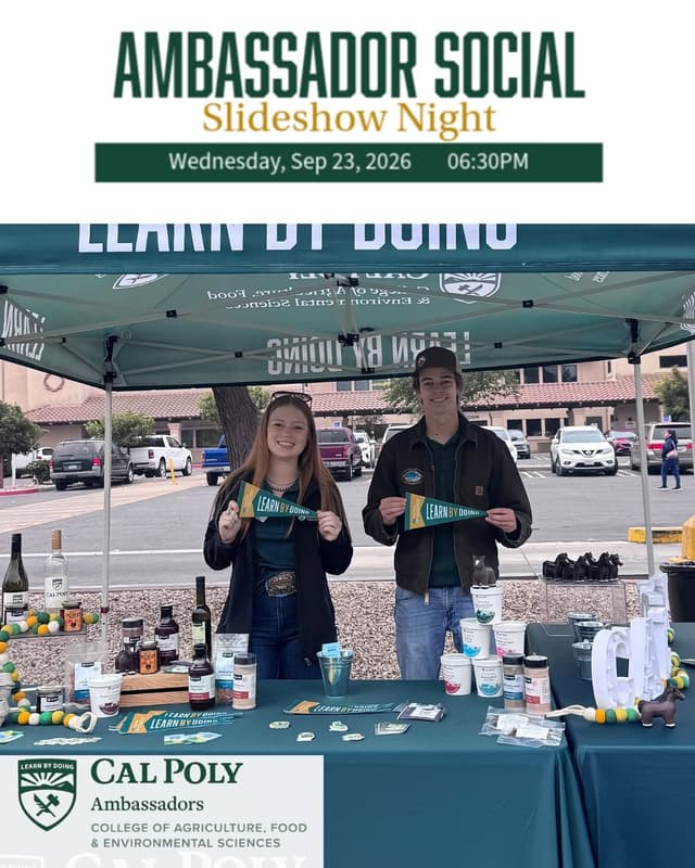 @calpoly_cafesambassadors's Instagram post posted on date 9/21/2026 which generated 61 likes and 0 comments
