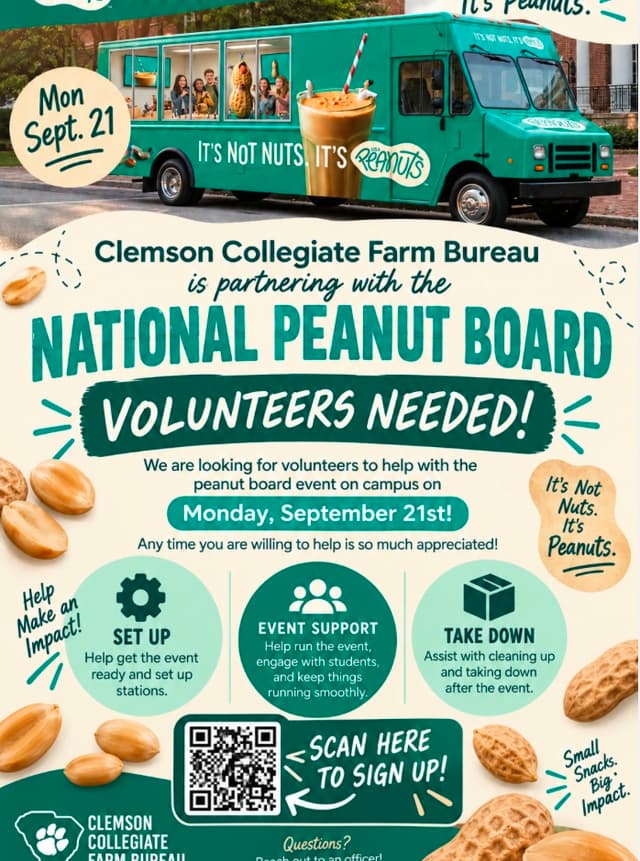 @clemsoncollegiatefarmbureau's Instagram post posted on date 9/15/2026 which generated 13 likes and 0 comments