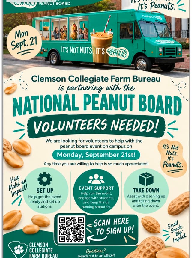 @clemsoncollegiatefarmbureau's Instagram post posted on date 9/17/2026 which generated 7 likes and 0 comments
